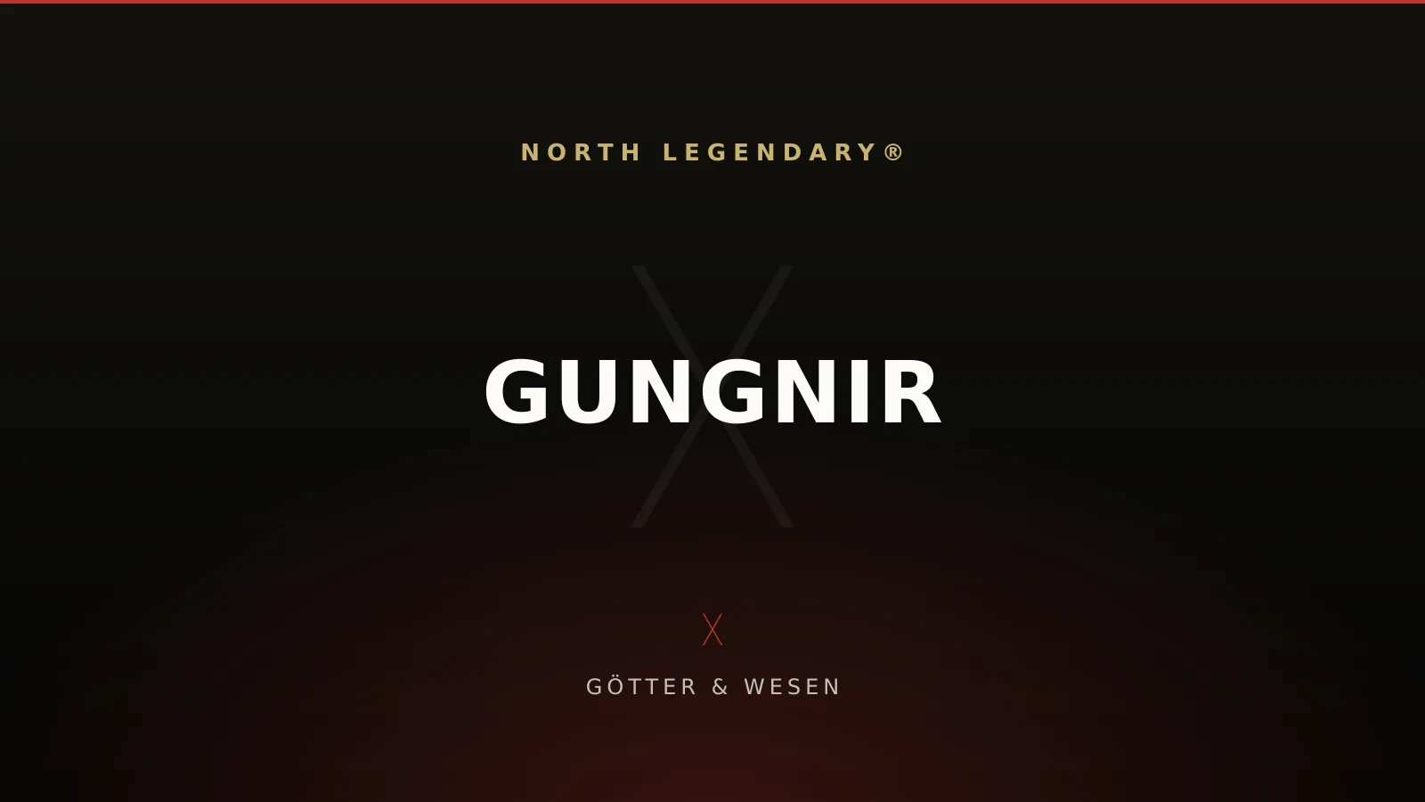 Gungnir, der Speer Odins, mit eingeritzten Runen an der Spitze vor dunklem nordischem Hintergrund