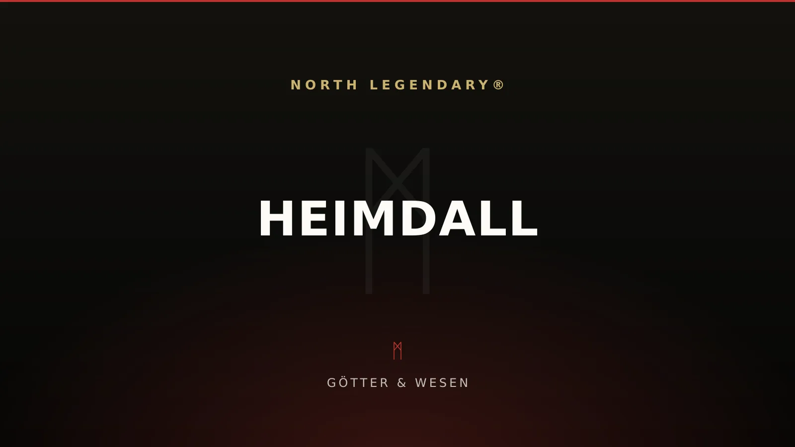 Heimdall steht als Wächter an der Regenbogenbrücke Bifröst vor Asgard und hebt das Gjallarhorn zum Blasen, Runenstein-Stil