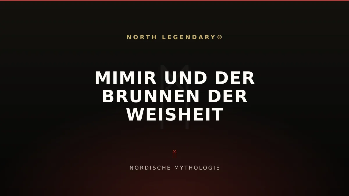 Mimir wacht am Brunnen der Weisheit unter einer Wurzel von Yggdrasil, daneben Odin mit verlorenem Auge