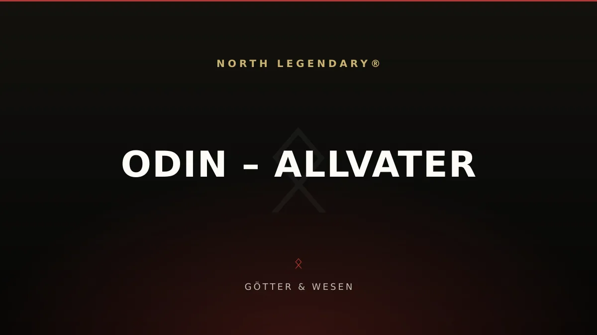 Odin als einäugiger Allvater mit Speer Gungnir, den Raben Hugin und Munin und dem achtbeinigen Sleipnir
