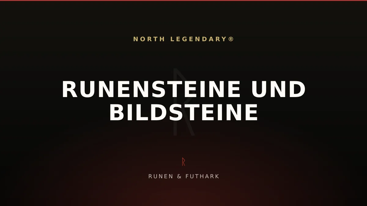 Gotländischer Bildstein mit achtbeinigem Pferd Sleipnir, Reiter und Schiffsmotiv neben dem großen Jelling-Runenstein