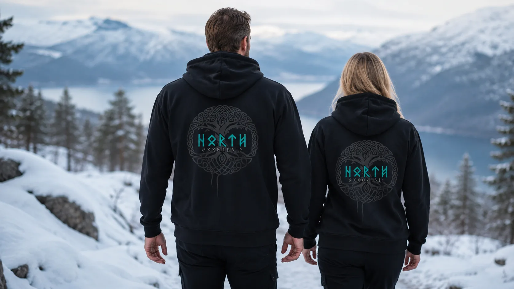 Yggdrasil Wikinger Zipper Unisex – Weltenbaum als Knotwork-Emblem auf dem Rücken